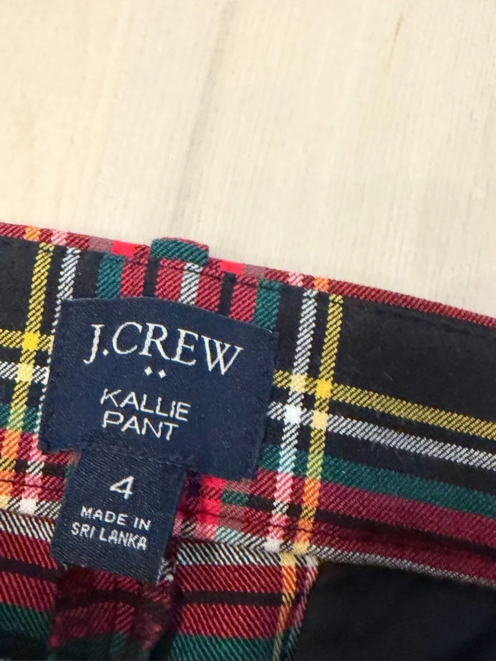 J. Crew Red Plaid Kallie Trousers